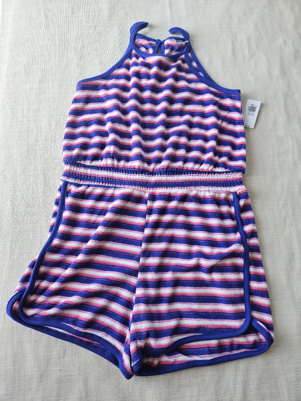 ✨NWT Girls' Striped Halter Romper - Pink & Purple